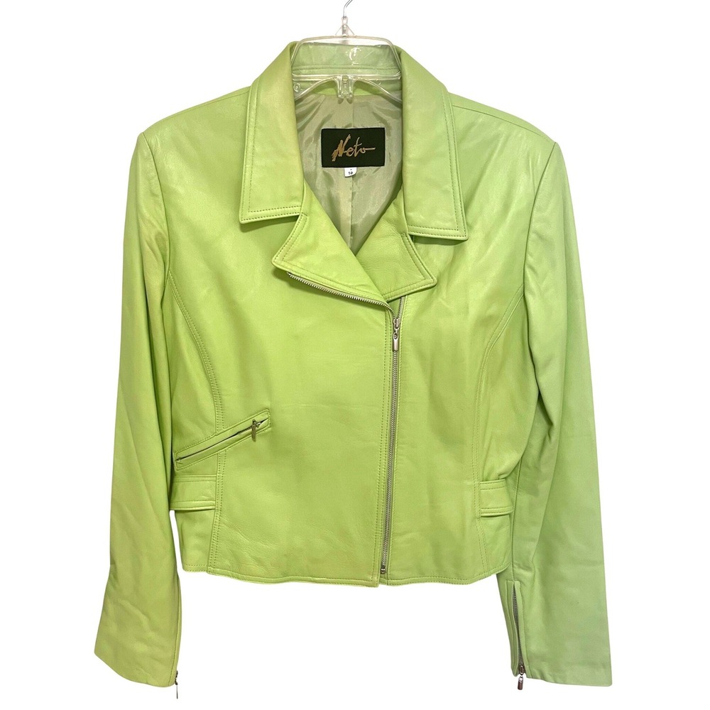 -Style Lime Green Leather Jacket - Women